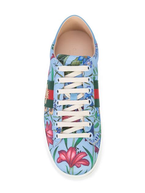 gucci blue floral shoes|gucci ace sneakers floral.